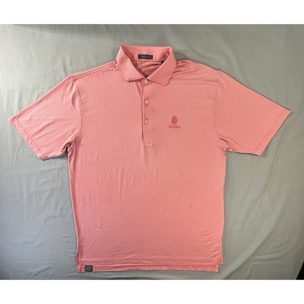 Turtleson Aviara Golf Club Polo Coral Shirt Men's Large Carlsbad California
